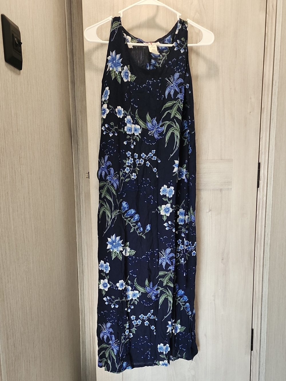 R&K Navy Floral Maxi Dress with Blue and Green Accents